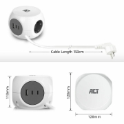Picture of ACT AC2420 power extension 1.5 m 3 AC outlet(s) Indoor White