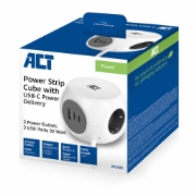 Picture of ACT AC2420 power extension 1.5 m 3 AC outlet(s) Indoor White