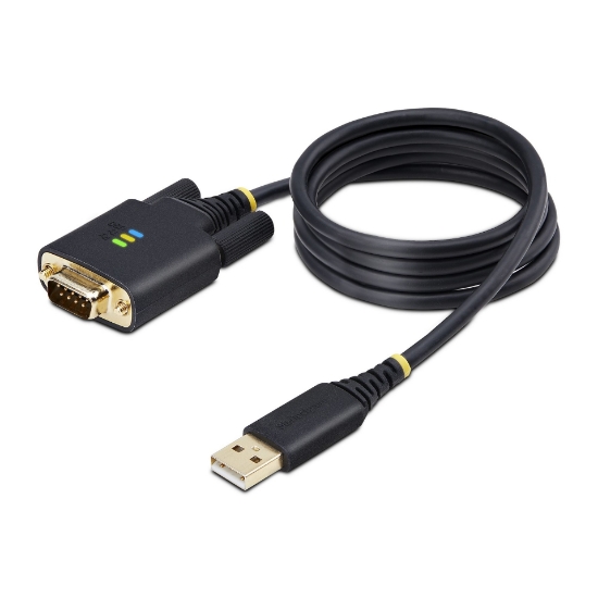 Picture of StarTech.com 3ft (1m) USB to Serial Adapter Cable, COM Retention, Interchangeable Screws/Nuts, USB-A to DB9 RS232, FTDI IC, ESD Protection, Windows/macOS/Linux