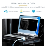 Picture of StarTech.com 3ft (1m) USB to Serial Adapter Cable, COM Retention, Interchangeable Screws/Nuts, USB-A to DB9 RS232, FTDI IC, ESD Protection, Windows/macOS/Linux
