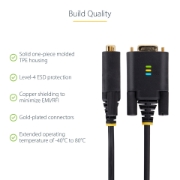 Picture of StarTech.com 3ft (1m) USB to Serial Adapter Cable, COM Retention, Interchangeable Screws/Nuts, USB-A to DB9 RS232, FTDI IC, ESD Protection, Windows/macOS/Linux