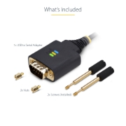 Picture of StarTech.com 3ft (1m) USB to Serial Adapter Cable, COM Retention, Interchangeable Screws/Nuts, USB-A to DB9 RS232, FTDI IC, ESD Protection, Windows/macOS/Linux