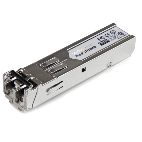 Picture of StarTech.com MSA Uncoded SFP Module - 1000BASE-SX - 1GbE Multi Mode Fiber (MMF) Optic Transceiver - 1GE Gigabit Ethernet SFP - LC 550m - 850nm - DDM