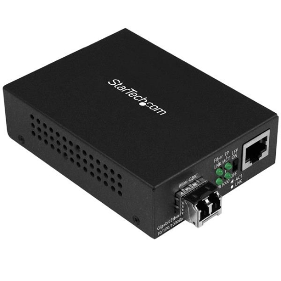 Picture of StarTech.com Gigabit Ethernet Fiber Media Converter - Compact - 850nm MM LC - 550m