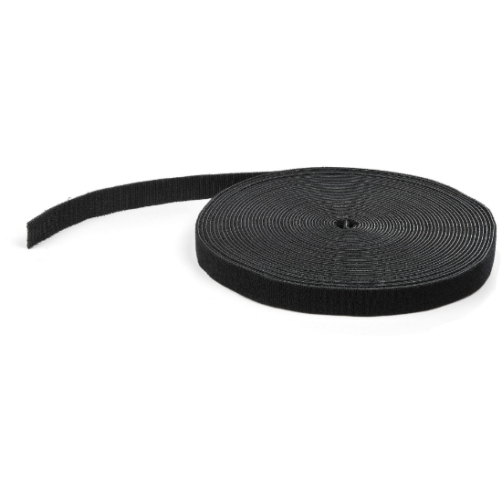 Picture of StarTech.com 50ft Hook and Loop Roll - Cut-to-Size Reusable Cable Ties - Bulk Industrial Wire Fastener Tape /Adjustable Fabric Wraps Black / Resuable Self Gripping Cable Management Straps
