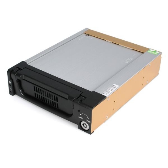 Picture of StarTech.com Black Aluminum 5.25in Rugged SATA Hard Drive Mobile Rack Drawer