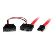 Picture of StarTech.com 0.5m Slimline SATA Female to SATA with SATA Power Cable Adapter