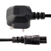 Picture of StarTech.com 3ft (1m) UK Laptop Power Cable, BS 1363 to C5 (Clover Leaf), 2.5A 250V, 18AWG, UK Laptop Replacement Cord, Printer Power Cable, Laptop Charger Cord, Laptop Power Brick Cord