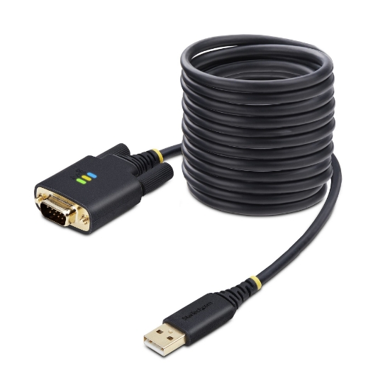 Picture of StarTech.com 10ft (3m) USB to Serial Adapter Cable, COM Retention, Interchangeable Screws/Nuts, USB-A to DB9 RS232, FTDI IC, ESD Protection, Windows/macOS/Linux