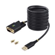 Picture of StarTech.com 10ft (3m) USB to Serial Adapter Cable, COM Retention, Interchangeable Screws/Nuts, USB-A to DB9 RS232, FTDI IC, ESD Protection, Windows/macOS/Linux
