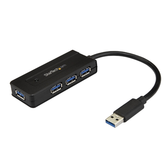 Picture of StarTech.com 4 Port USB 3.0 Hub (SuperSpeed 5Gbps) with Fast Charge – Portable USB 3.1 Gen 1 Type-A Laptop/Desktop Hub - USB Bus Power or Self Powered for High Performance – Mini/Compact~4 Port USB 3.0 Hub (SuperSpeed 5Gbps) with Fast Charge – Portable USB 3.2 Gen1 Type-A Laptop/Desktop Hub - USB Bus Power or Self Powered for High Performance – Mini/Compact