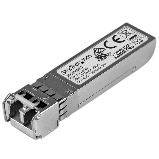 Picture of StarTech.com HP JD094B Compatible SFP+ Transceiver Module - 10GBASE-LR~HPE JD094B Compatible SFP+ Module - 10GBASE-LR - 10GbE Single Mode Fiber Optic Transceiver - 10GE Gigabit Ethernet SFP+ - LC 10km - 1310nm - DDM HPE 5900, 12500, 5500
