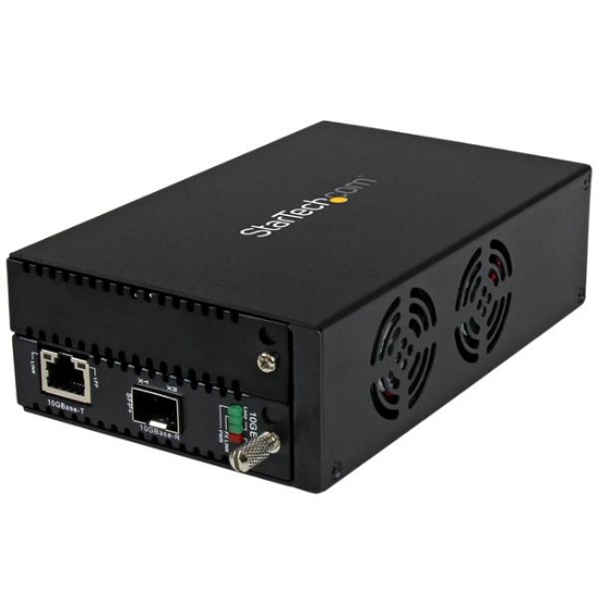 Picture of StarTech.com 10 Gigabit Ethernet Copper-to-Fiber Media Converter - Open SFP+ - Managed