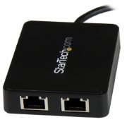 Picture of StarTech.com USB-C to Dual Gigabit Ethernet Adapter with USB (Type-A) Port