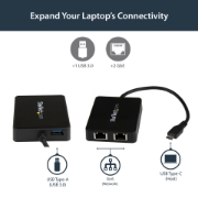 Picture of StarTech.com USB-C to Dual Gigabit Ethernet Adapter with USB (Type-A) Port