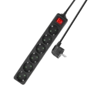Picture of ACT Power strip with illuminated switch, 6 sockets, 3 m, black