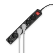 Picture of ACT Power strip with illuminated switch, 6 sockets, 3 m, black