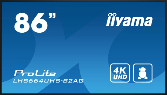 Picture of iiyama LH8664UHS-B2AG Signage Display Digital signage flat panel 2.18 m (86") Wi-Fi 500 cd/m² 4K Ultra HD Black Built-in processor Android 24/7