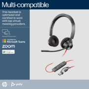 Picture of POLY Blackwire 3320 Stereo Microsoft Teams Certified USB-C Headset +USB-C/A Adapter
