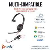 Picture of POLY Blackwire 5210 Monaural USB-C Headset +3.5mm Plug +USB-C/A Adapter