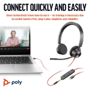 Picture of POLY Blackwire 3325 Stereo Microsoft Teams Certified USB-C Headset +3.5mm Plug +USB-C/A Adapter