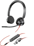 Picture of POLY Blackwire 3325 Stereo Microsoft Teams Certified USB-C Headset +3.5mm Plug +USB-C/A Adapter