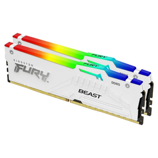 Picture of Kingston Technology FURY Beast 64GB 5200MT/s DDR5 CL40 DIMM (Kit of 2) White RGB XMP