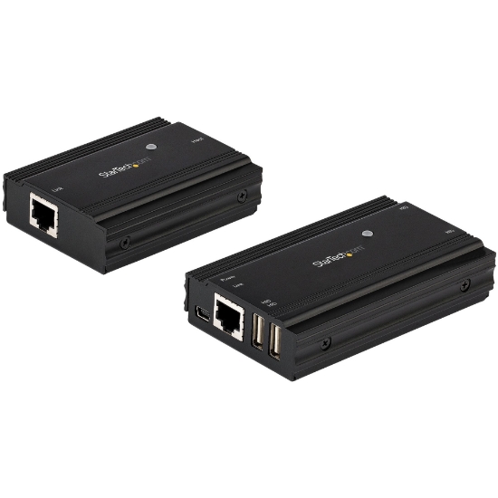 Picture of StarTech.com 4-Port USB 2.0 Extender Hub over Single CAT5e/CAT6 Ethernet Cable (RJ45) - 330ft (100m) - USB Extender Hub Adapter Kit - Metal Housing - Externally Powered - 480 Mbps