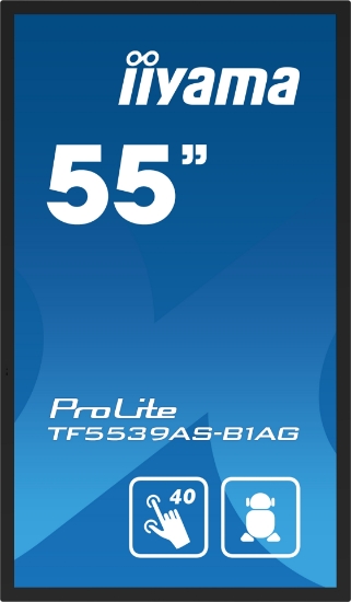 Picture of iiyama TF5539AS-B1AG Signage Display Digital signage flat panel 138.7 cm (54.6") LED 500 cd/m² 4K Ultra HD Black Touchscreen Built-in processor Android 24/7