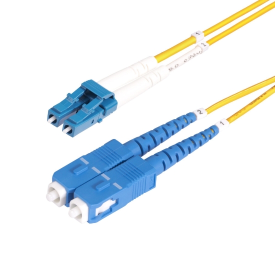 Picture of StarTech.com 10m (32.8ft) LC to SC (UPC) OS2 Single Mode Duplex Fiber Optic Cable, 9/125µm, 100G, Bend Insensitive, Low Insertion Loss - LSZH Fiber Jumper Cord