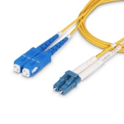 Picture of StarTech.com 10m (32.8ft) LC to SC (UPC) OS2 Single Mode Duplex Fiber Optic Cable, 9/125µm, 100G, Bend Insensitive, Low Insertion Loss - LSZH Fiber Jumper Cord