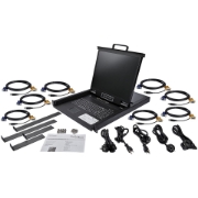 Picture of StarTech.com 8 Port Rackmount KVM Console w/ 6ft Cables - Integrated KVM Switch w/ 19" LCD Monitor - Fully Featured 1U LCD KVM Drawer- OSD KVM - Durable 50,000 MTBF - USB + VGA Support