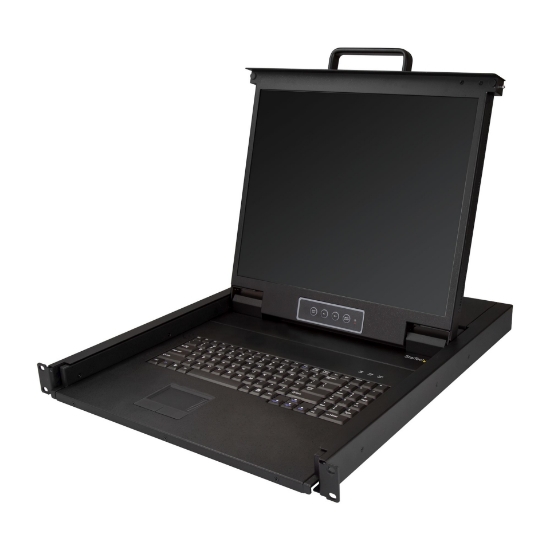 Picture of StarTech.com Rackmount KVM Console - Single Port VGA KVM with 19" LCD Monitor for Server Rack - Fully Featured Universal 1U LCD KVM Drawer w/Cables & Hardware - USB Support - 50,000 MTBF