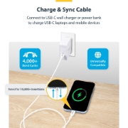 Picture of StarTech.com 1m (3.3ft) White USB-C Charging Cable, USB C Cable, USB 2.0 Type-C Laptop Charger Cord, 60W 3A Power Delivery, TPE Jacket, USB-C Data Transfer Cable, M/M