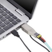 Picture of StarTech.com Gigabit Fiber to RJ45 Ethernet Media Converter Dongle, Optical Singlemode 10km/Multimode 800m, USB Powered, Compact Design, Metal Housing, Micro Mini, TAA