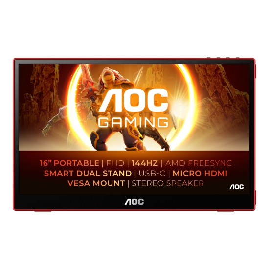 Picture of AOC 16G3 portable TV/monitor Portable monitor Black, Red 39.6 cm (15.6") TFT 1920 x 1080 pixels