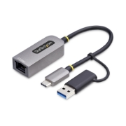Picture of StarTech.com 2.5GbE USB-C to Ethernet Adapter with USB-A Converter, NBASE-T NIC, USB 3.0 Type-C 2.5/1G Multi Speed Network, Thunderbolt Compatible, Windows & Mac