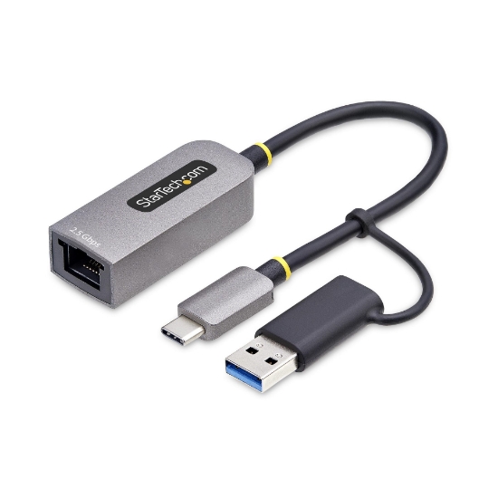 Picture of StarTech.com 2.5GbE USB-C to Ethernet Adapter with USB-A Converter, NBASE-T NIC, USB 3.0 Type-C 2.5/1G Multi Speed Network, Thunderbolt Compatible, Windows & Mac
