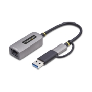 Picture of StarTech.com 2.5GbE USB-C to Ethernet Adapter with USB-A Converter, NBASE-T NIC, USB 3.0 Type-C 2.5/1G Multi Speed Network, Thunderbolt Compatible, Windows & Mac