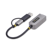 Picture of StarTech.com 2.5GbE USB-C to Ethernet Adapter with USB-A Converter, NBASE-T NIC, USB 3.0 Type-C 2.5/1G Multi Speed Network, Thunderbolt Compatible, Windows & Mac