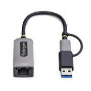 Picture of StarTech.com 2.5GbE USB-C to Ethernet Adapter with USB-A Converter, NBASE-T NIC, USB 3.0 Type-C 2.5/1G Multi Speed Network, Thunderbolt Compatible, Windows & Mac
