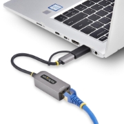 Picture of StarTech.com 2.5GbE USB-C to Ethernet Adapter with USB-A Converter, NBASE-T NIC, USB 3.0 Type-C 2.5/1G Multi Speed Network, Thunderbolt Compatible, Windows & Mac