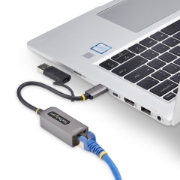 Picture of StarTech.com 2.5GbE USB-C to Ethernet Adapter with USB-A Converter, NBASE-T NIC, USB 3.0 Type-C 2.5/1G Multi Speed Network, Thunderbolt Compatible, Windows & Mac
