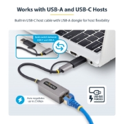 Picture of StarTech.com 2.5GbE USB-C to Ethernet Adapter with USB-A Converter, NBASE-T NIC, USB 3.0 Type-C 2.5/1G Multi Speed Network, Thunderbolt Compatible, Windows & Mac