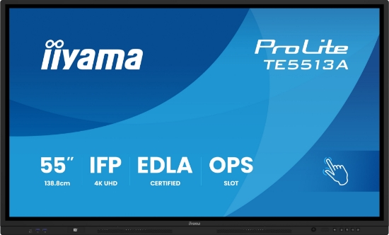 Picture of iiyama TE6513A-B1AG Signage Display Interactive flat panel 163.8 cm (64.5") Wi-Fi 450 cd/m² 4K Ultra HD Black Touchscreen Built-in processor Android 18/7