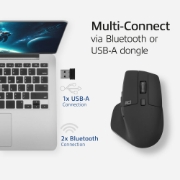 Picture of ACT Wireless multi-connect mouse Bluetooth or USB-A receiver, 2400 DPI with silent click, eco-friendly