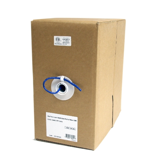 Picture of StarTech.com Bulk Cat 5e Ethernet Cable - 1000 ft. (304,8m) - Solid - CMR-Rated - Blue - TAA Compliant