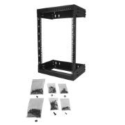 Picture of StarTech.com 15U 19" Wall Mount Network Rack - Adjustable Depth 12-20" 2 Post Open Frame Server Room Rack for AV/Data/ IT Communication/Computer Equipment/Switch w/Cage Nuts & Screws