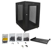 Picture of StarTech.com 4-Post 18U Server Rack Cabinet, Lockable 19" Data Rack Cabinet for Computer / AV / IT Equipment, Office / Home Network Rack with Casters & Adjustable Mounting Rails
