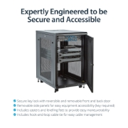 Picture of StarTech.com 4-Post 18U Server Rack Cabinet, Lockable 19" Data Rack Cabinet for Computer / AV / IT Equipment, Office / Home Network Rack with Casters & Adjustable Mounting Rails